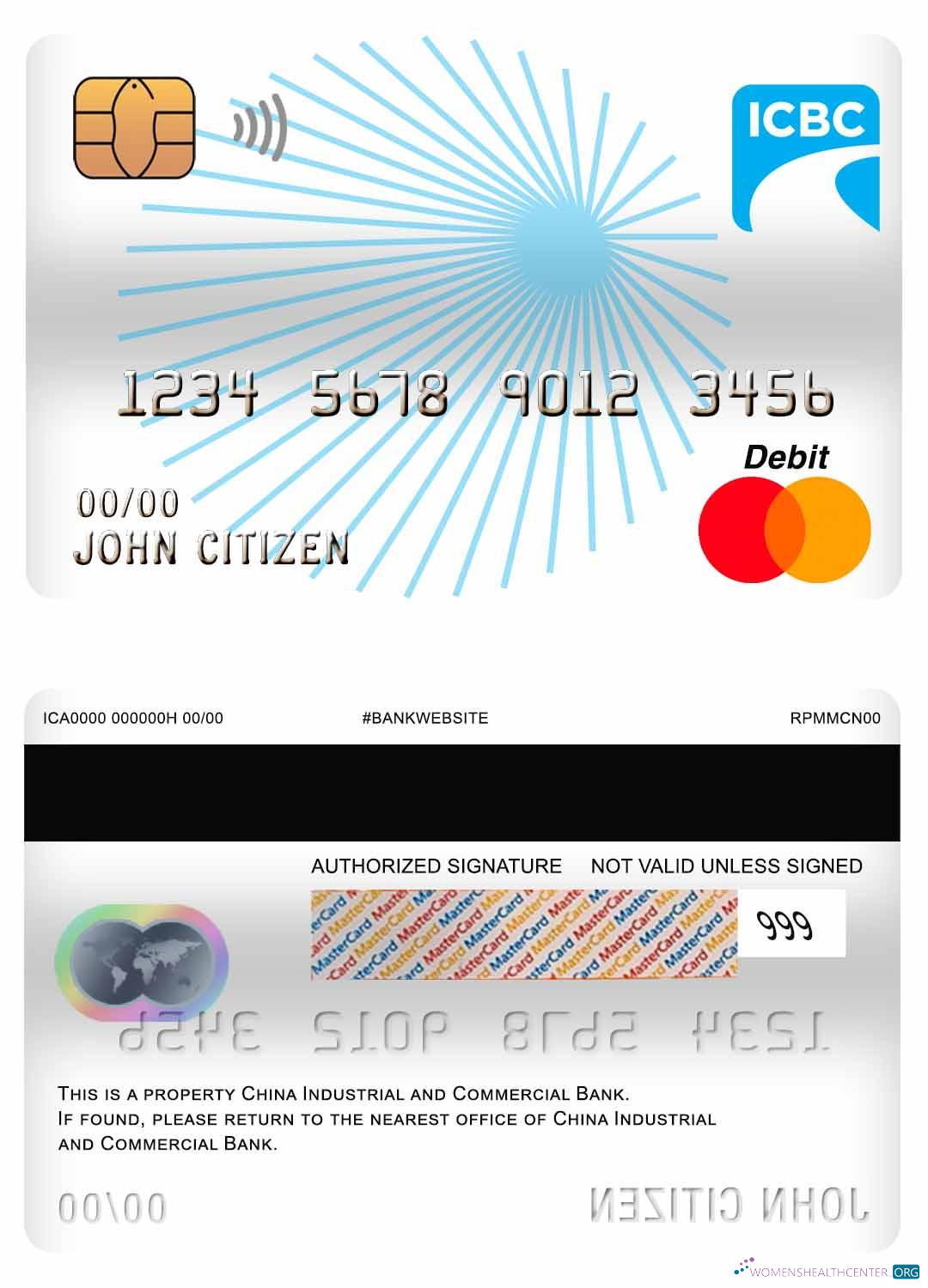 Download China Industrial and Commercial Bank master debit card Photoshop template